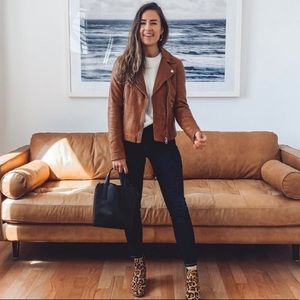 TIBOR | Tan/Cognac Genuine Leather Moto Jacket